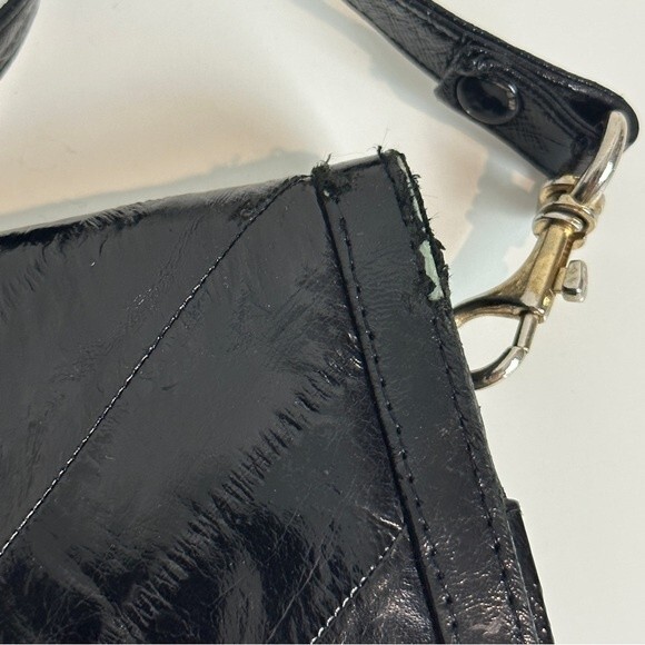 Vintage Black Eel Skin Leather 90s Convertible Shoulder Bag Clutch - Picture 8 of 8